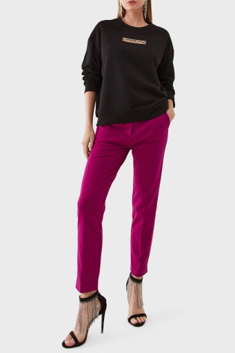 Pinko % 100 Pamuk Parlak Taş Logolu Bisiklet Yaka Regular Fit Bayan Sweat 101607 A12I Z99 SİYAH - 3