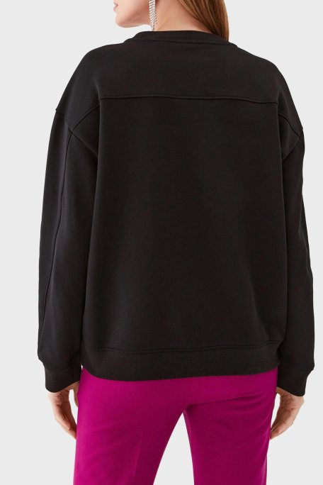 Pinko % 100 Pamuk Parlak Taş Logolu Bisiklet Yaka Regular Fit Bayan Sweat 101607 A12I Z99 SİYAH - 2