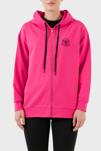 Pinko % 100 Pamuk Fermuarlı Kapüşonlu Relaxed Fit Bayan Sweat 101133 A162 N17 PEMBE - 1