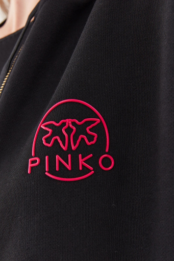 Pinko % 100 Pamuk Fermuarlı Kapüşonlu Relaxed Fit Bayan Sweat 101133 A162 Z99 SİYAH - 10