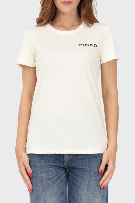 Pinko % 100 Pamuk Logo Baskılı Regular Fit Bayan T Shirt 100355 A13K Z03 BEYAZ - 1