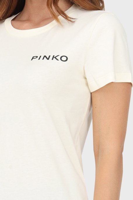 Pinko % 100 Pamuk Logo Baskılı Regular Fit Bayan T Shirt 100355 A13K Z03 BEYAZ - 2