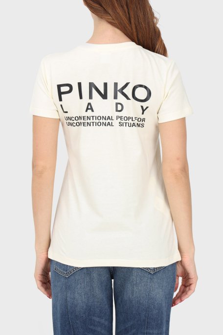 Pinko % 100 Pamuk Logo Baskılı Regular Fit Bayan T Shirt 100355 A13K Z03 BEYAZ - 3