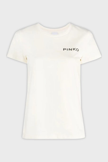 Pinko % 100 Pamuk Logo Baskılı Regular Fit Bayan T Shirt 100355 A13K Z03 BEYAZ - 5