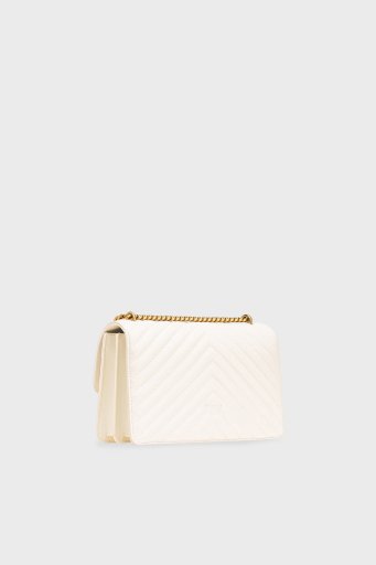 Pinko Ayarlanabilir Zincir Askılı Hakiki Deri Bayan Çanta 100941 A0GK Z14Q BEYAZ - 9