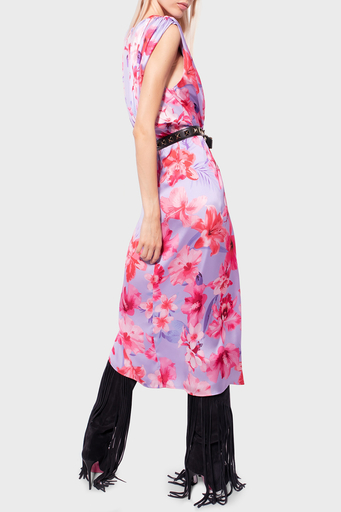Pinko Çiçek Desenli Kruvaze Regular Fit Bayan Elbise 100942 A0M8 YNB PEMBE - 3
