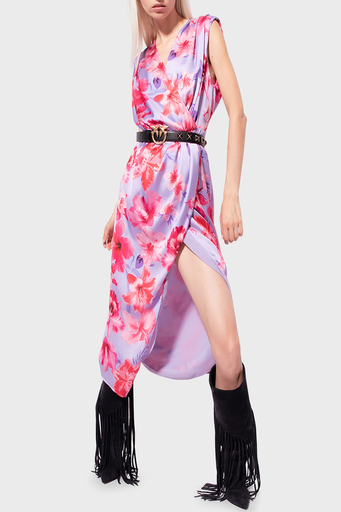 Pinko Çiçek Desenli Kruvaze Regular Fit Bayan Elbise 100942 A0M8 YNB PEMBE - 5
