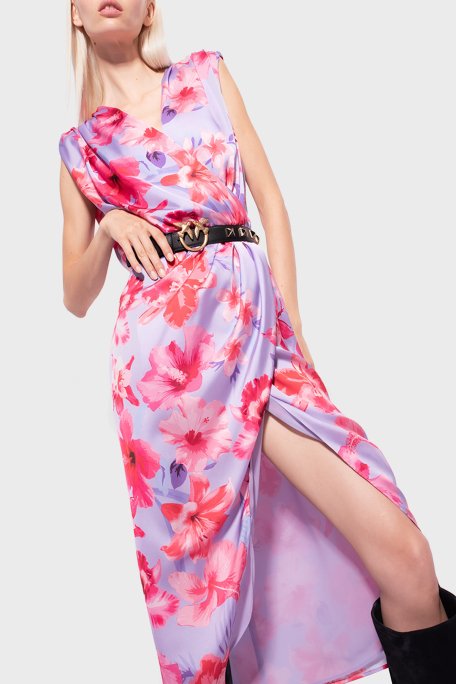 Pinko Çiçek Desenli Kruvaze Regular Fit Bayan Elbise 100942 A0M8 YNB PEMBE - 4