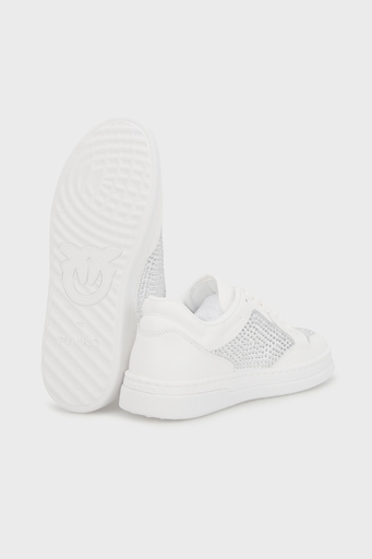 Pinko Hakiki Deri Taşlı Sneaker Bayan Ayakkabı SS0081P082Z1B BEYAZ - 5