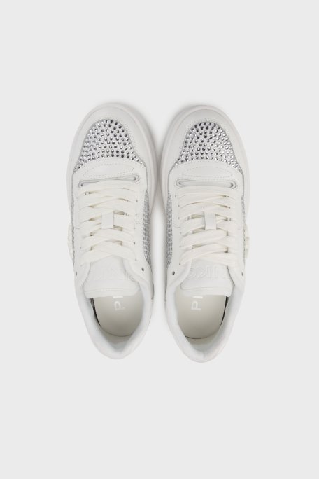 Pinko Hakiki Deri Taşlı Sneaker Bayan Ayakkabı SS0081P082Z1B BEYAZ - 4