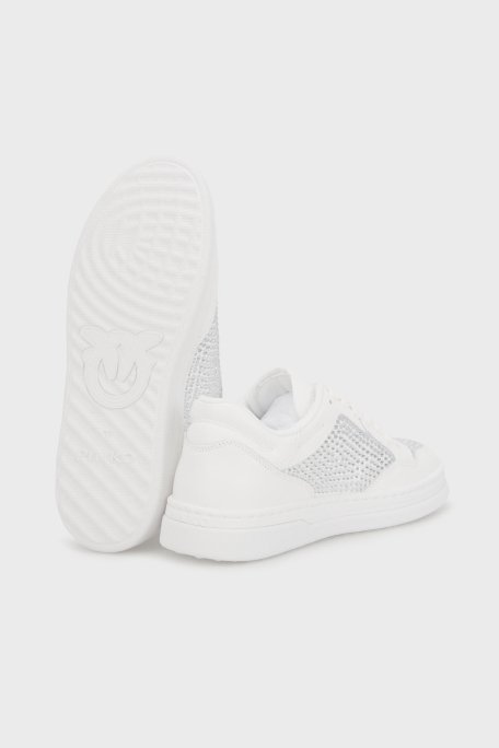 Pinko Hakiki Deri Taşlı Sneaker Bayan Ayakkabı SS0081P082Z1B BEYAZ - 5