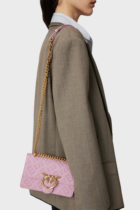 Pinko Kabartmalı Logo Baskılı Ayarlanabilir Askılı Bayan Çanta 100074 A1YB N46Q LİLA - 3