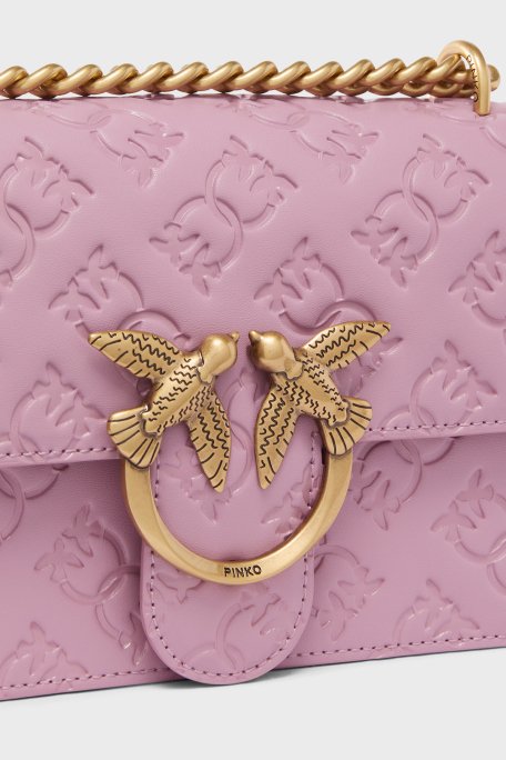 Pinko Kabartmalı Logo Baskılı Ayarlanabilir Askılı Bayan Çanta 100074 A1YB N46Q LİLA - 6