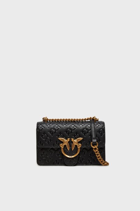 Pinko Kabartmalı Logo Baskılı Ayarlanabilir Askılı Bayan Çanta 100074 A1YB Z99Q SİYAH - 1