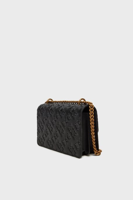 Pinko Kabartmalı Logo Baskılı Ayarlanabilir Askılı Bayan Çanta 100074 A1YB Z99Q SİYAH - 3