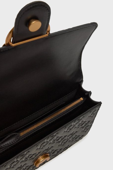 Pinko Kabartmalı Logo Baskılı Ayarlanabilir Askılı Bayan Çanta 100074 A1YB Z99Q SİYAH - 4