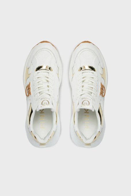 Pinko Logolu Hakiki Deri Kalın Taban Sneaker Bayan Ayakkabı SS0067 E022 ZIA BEYAZ - 4