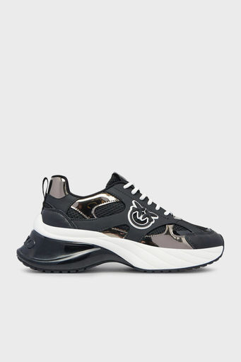 Pinko Logolu Hakiki Deri Kalın Taban Sneaker Bayan Ayakkabı SS0067 E022 ZZ0 SİYAH - 1