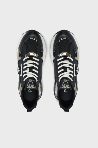 Pinko Logolu Hakiki Deri Kalın Taban Sneaker Bayan Ayakkabı SS0067 E022 ZZ0 SİYAH - 3