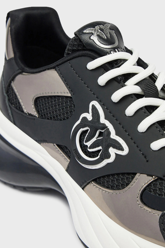 Pinko Logolu Hakiki Deri Kalın Taban Sneaker Bayan Ayakkabı SS0067 E022 ZZ0 SİYAH - 5