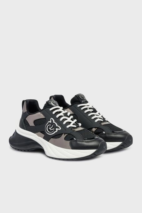 Pinko Logolu Hakiki Deri Kalın Taban Sneaker Bayan Ayakkabı SS0067 E022 ZZ0 SİYAH - 2