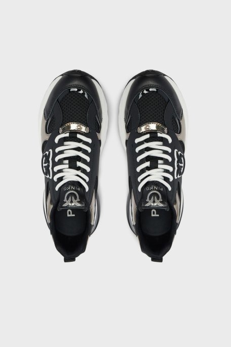Pinko Logolu Hakiki Deri Kalın Taban Sneaker Bayan Ayakkabı SS0067 E022 ZZ0 SİYAH - 3