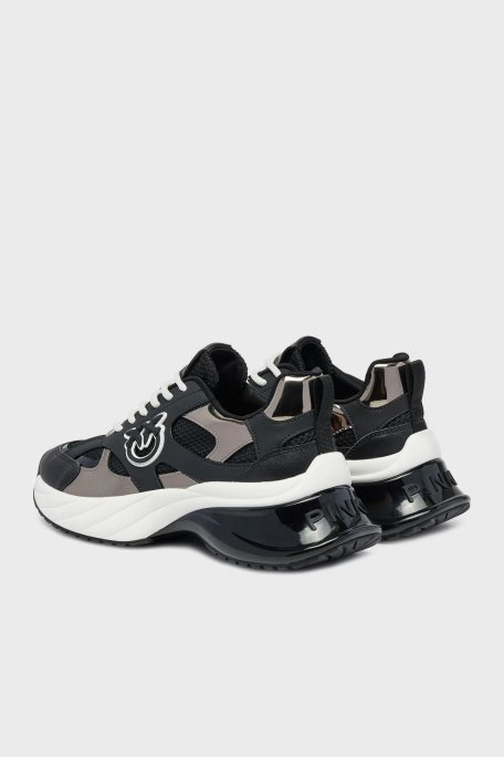 Pinko Logolu Hakiki Deri Kalın Taban Sneaker Bayan Ayakkabı SS0067 E022 ZZ0 SİYAH - 4