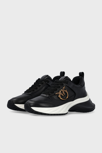 Pinko Logolu Hakiki Deri Kalın Tabanlı Sneaker Bayan Ayakkabı SS0027 P025 Z99 SİYAH - 3