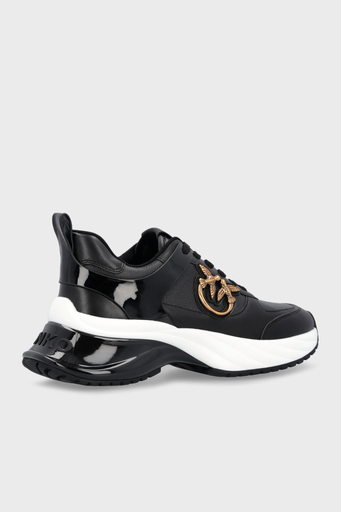 Pinko Logolu Hakiki Deri Kalın Tabanlı Sneaker Bayan Ayakkabı SS0027 P025 Z99 SİYAH - 4