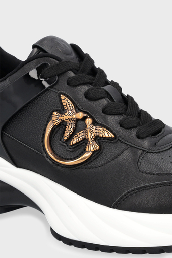 Pinko Logolu Hakiki Deri Kalın Tabanlı Sneaker Bayan Ayakkabı SS0027 P025 Z99 SİYAH - 5