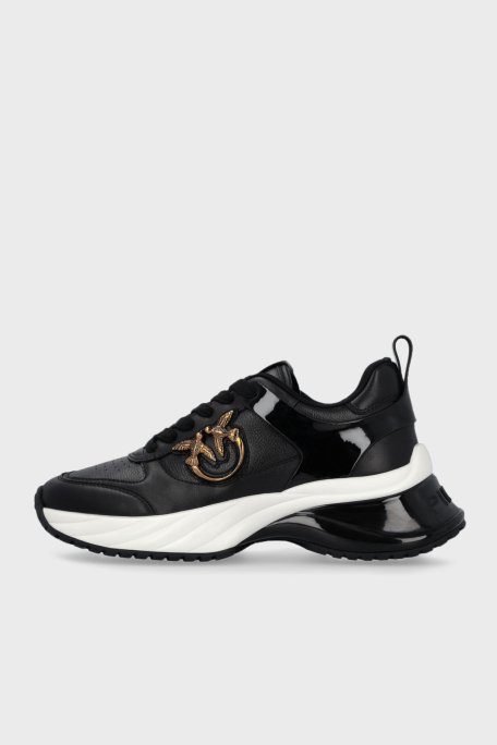 Pinko Logolu Hakiki Deri Kalın Tabanlı Sneaker Bayan Ayakkabı SS0027 P025 Z99 SİYAH - 2