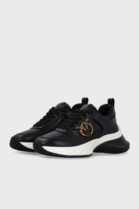 Pinko Logolu Hakiki Deri Kalın Tabanlı Sneaker Bayan Ayakkabı SS0027 P025 Z99 SİYAH - 3