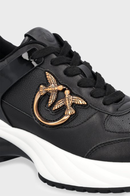 Pinko Logolu Hakiki Deri Kalın Tabanlı Sneaker Bayan Ayakkabı SS0027 P025 Z99 SİYAH - 5