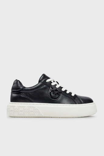 Pinko Logolu Hakiki Deri Paltform Taban Sneaker Bayan Ayakkabı SS0071 P001 Z99 SİYAH - 1