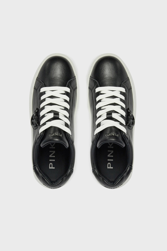 Pinko Logolu Hakiki Deri Paltform Taban Sneaker Bayan Ayakkabı SS0071 P001 Z99 SİYAH - 3