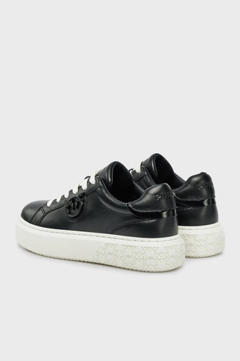 Pinko Logolu Hakiki Deri Paltform Taban Sneaker Bayan Ayakkabı SS0071 P001 Z99 SİYAH - 4