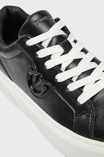 Pinko Logolu Hakiki Deri Paltform Taban Sneaker Bayan Ayakkabı SS0071 P001 Z99 SİYAH - 5