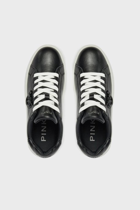 Pinko Logolu Hakiki Deri Paltform Taban Sneaker Bayan Ayakkabı SS0071 P001 Z99 SİYAH - 3