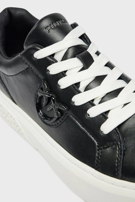 Pinko Logolu Hakiki Deri Paltform Taban Sneaker Bayan Ayakkabı SS0071 P001 Z99 SİYAH - 5