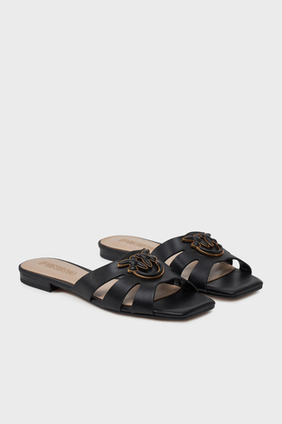 Pinko - Pinko Logolu Pencereli Bayan Terlik SD0313 P003 Z99 SİYAH (1)
