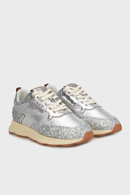 Pinko Logolu Simli Yüksek Tabanlı Sneaker Bayan Ayakkabı SS0091T033ZZF GÜMÜŞ - 2