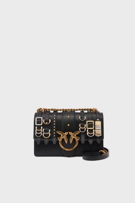 Pinko Metal Detaylı Ayarlanabilir Zincir Askılı Bayan Çanta 103335 A26K Z99A SİYAH - 1
