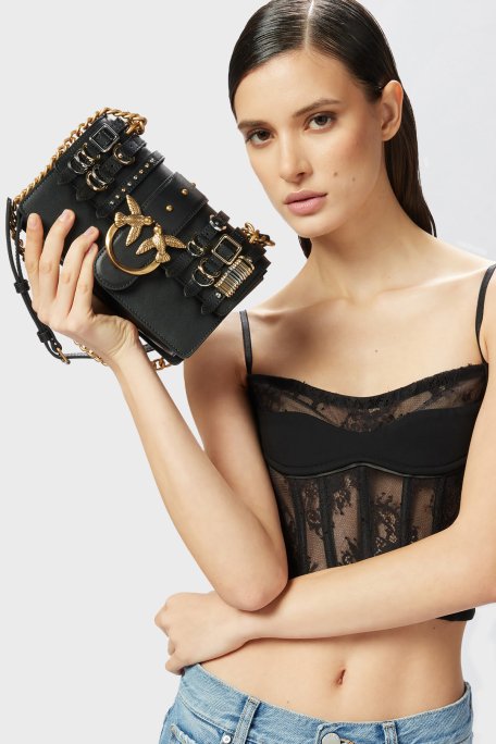 Pinko Metal Detaylı Ayarlanabilir Zincir Askılı Bayan Çanta 103335 A26K Z99A SİYAH - 3