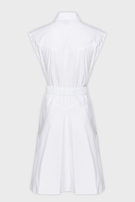 Pinko Pamuklu Kemerli Regular Fit Gömlek Yaka Bayan Elbise 103111 A1P4 Z04 BEYAZ - 6