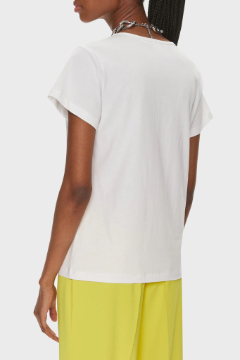 Pinko Pamuklu Regular Fit V Yaka Bayan T Shirt 100372A1R7Z15 BEYAZ - 7