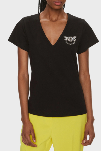 Pinko Pamuklu Regular Fit V Yaka Bayan T Shirt 100372A1R7Z99 SİYAH - 6