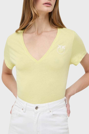 Pinko Pamuklu Regular Fit V Yaka Bayan T Shirt 102950A1N8H23 SARI - 1