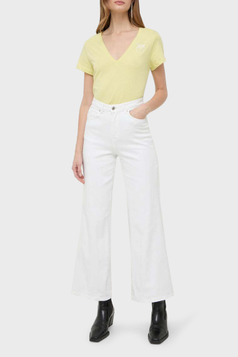 Pinko Pamuklu Regular Fit V Yaka Bayan T Shirt 102950A1N8H23 SARI - 2