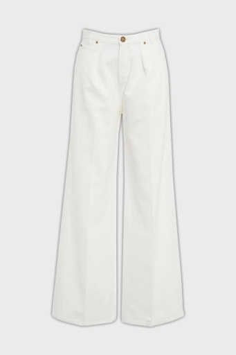 Pinko Pamuklu Relaxed Fit Geniş Paça Bayan Pantolon 102948A1MNZ14 BEYAZ - 3