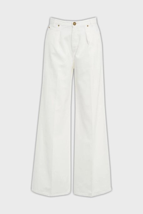 Pinko Pamuklu Relaxed Fit Geniş Paça Bayan Pantolon 102948A1MNZ14 BEYAZ - 3